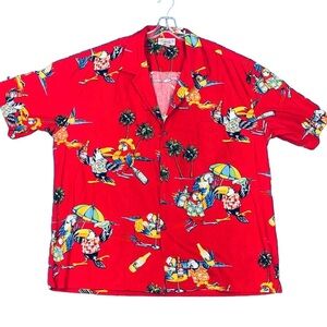 Pacific Legend Partying Parrots Hawaiian Button‎ Up Shirt  Aloha Beer Birds 2XL